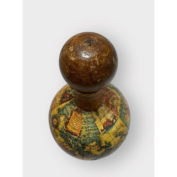 Vtg 1960 Fausto Confuri Italian Leather Wrapped Old World Map Decanter & Stopper - Picture 7 of 8